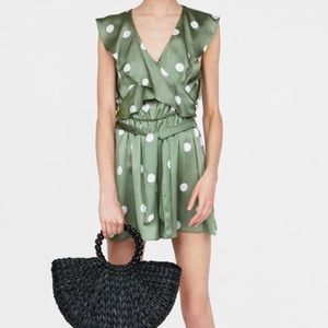 Zara green polka dot romper